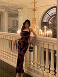 Niulatu French Sheath Halter Floral Prom Dresses Birthday Outfits Evening Gown SD1041