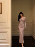 Niulatu Mermaid Off The Shoulder Long Sleeves Date Night Dress White Prom Dresses Birthday Outfits SD1042