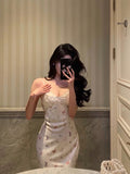 Niulatu Sheath Spaghetti Straps Floral Long Prom Dresses Birthday Outfits Evening Gown SD1044