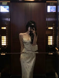 Niulatu Sheath Spaghetti Straps Floral Long Prom Dresses Birthday Outfits Evening Gown SD1044