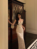 Niulatu Sheath Spaghetti Straps Floral Long Prom Dresses Birthday Outfits Evening Gown SD1044