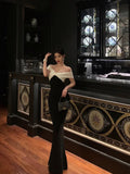 Niulatu Sheath Off The Shoulder Black Prom Dresses Birthday Outfits Evening Gown SD1048