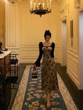 Niulatu French A Line Square Neckline Velvet Black Prom Dresses Birthday Outfits Evening Gown SD1050