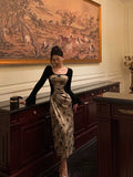Niulatu French A Line Square Neckline Velvet Black Prom Dresses Birthday Outfits Evening Gown SD1050