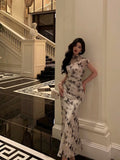 Niulatu Sheath High Neckline Chiffon Prom Dresses Birthday Outfits Evening Gown SD1058