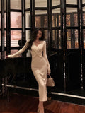 Niulatu Sheath V Neckline Prom Dresses Birthday Outfits Evening Gown SD1069