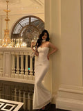 Niulatu Sheath Strapless Neckline White Prom Dresses Birthday Outfits Evening Gown SD1077