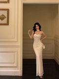 Niulatu Sheath Strapless Neckline White Prom Dresses Birthday Outfits Evening Gown SD1077