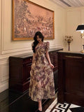 Niulatu A line V Neckline Grape Flora Chiffon Prom Dresses Birthday Outfits Evening Gown SD1079