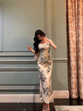 Niulatu Sheath Spaghetti Straps Floral Prom Dresses Birthday Outfits Evening Gown SD1083