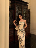 Niulatu Sheath Spaghetti Straps Floral Prom Dresses Birthday Outfits Evening Gown SD1083
