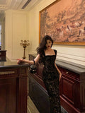 Niulatu Mermaid Spaghetti Straps Date Night Dress Black Lace Prom Dresses Birthday Outfits SD1086