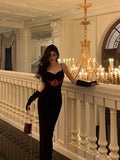 Niulatu Mermaid Spaghetti Straps Date Night Dress Burgundy Velvet Long Prom Dresses Birthday Outfits SD1088