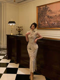 Niulatu Sheath High Neckline Velvet Flora Prom Dresses Birthday Outfits Evening Gown SD1090