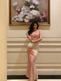 Niulatu Mermaid Spaghetti Straps Pink Floral Date Night Dress Prom Dresses Birthday Outfits SD1097