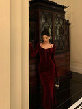 Niulatu Mermaid Halter Burgundy Date Night Dress Prom Dresses Birthday Outfits SD1099