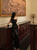 Niulatu Sheath Strapless Black Floral Prom Dresses Birthday Outfits Evening Gown SD1100