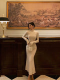 Niulatu Mermaid High Neckline Ivory Date Night Dress Prom Dresses Birthday Outfits SD1101