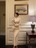 Niulatu Mermaid High Neckline Ivory Date Night Dress Prom Dresses Birthday Outfits SD1101