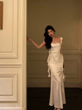 Niulatu Mermaid Straps White Date Night Dress Lace Prom Dresses Birthday Outfits SD1104