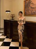 Niulatu Sheath Sweetheart Floral Satin Prom Dresses Birthday Outfits Evening Gown SD1107