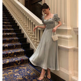 Niulatu A Line Sweetheart Blue Satin Prom Dresses Birthday Outfits Evening Gown SD1109