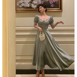 Niulatu A Line Sweetheart Blue Satin Prom Dresses Birthday Outfits Evening Gown SD1109