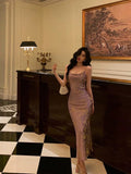 Niulatu Sheath Spaghetti Straps Lilac Prom Dresses Birthday Outfits Evening Gown SD1112