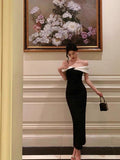 Niulatu Mermaid Off The Shoulder Black Date Night Dress Prom Dresses Birthday Outfits SD1114