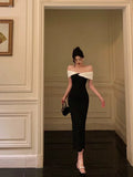 Niulatu Mermaid Off The Shoulder Black Date Night Dress Prom Dresses Birthday Outfits SD1114