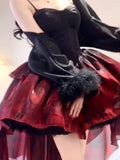 Niulatu Party Dress Lolita Dress Christmas Dress Burgundy Birthday Dresses SD1124