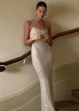 Niulatu Mermaid Spaghetti Straps Floor-length Sequin Evening Dress Prom Dresses SD2054