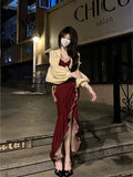 Niulatu High Low Spaghetti Straps Lolita Dress Christmas Dress Burgundy Birthday Dresses SD1129