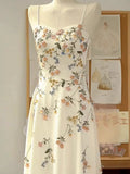 Niulatu A line Spaghetti Straps Ivory Floral Satin Prom Dresses Birthday Outfits Evening Gown SD1136