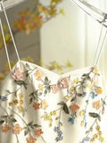 Niulatu A line Spaghetti Straps Ivory Floral Satin Prom Dresses Birthday Outfits Evening Gown SD1136