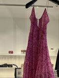 Niulatu A line Straps Ruffled Hot Pink Floor Length Floral Beach Dress Women's Vacation Dresses SD1137