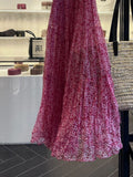 Niulatu A line Straps Ruffled Hot Pink Floor Length Floral Beach Dress Women's Vacation Dresses SD1137