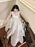 Niulatu French High Low Square Neckline Christmas Dress Ivory Birthday Dresses Birthday Outfits SD1148