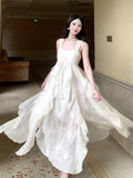 Niulatu French High Low Square Neckline Christmas Dress Ivory Birthday Dresses Birthday Outfits SD1148