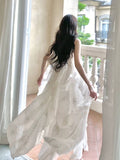 Niulatu French High Low Square Neckline Christmas Dress Ivory Birthday Dresses Birthday Outfits SD1148