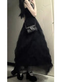 Niulatu French A line Spaghetti Straps Christmas Dress Black Birthday Dresses Birthday Outfits SD1151