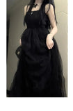 Niulatu French A line Spaghetti Straps Christmas Dress Black Birthday Dresses Birthday Outfits SD1151