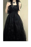 Niulatu French A line Spaghetti Straps Christmas Dress Black Birthday Dresses Birthday Outfits SD1151