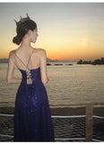 Niulatu Sheath Spaghetti Straps Blue Sequin Beach Dress Women's Vacation Dresses Prom Dress SD1152