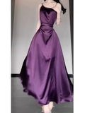 Niulatu Sheath Spaghetti Straps Grape Satin Birthday Dresses Night Party Dress SD1156