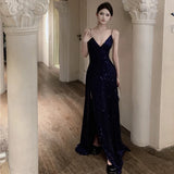 Niulatu Sheath Spaghetti Straps Navy Blue Sequin Beach Dress Women's Vacation Dresses Birthday Dress SD1157