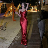Niulatu Sheath Spaghetti Straps Red Backless Satin Birthday Dresses Prom Dress SD1158