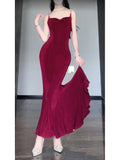 Niulatu Mermaid Spaghetti Straps Christmas Dress Burgundy Prom Dresses Birthday Outfits SD1169