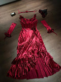 Niulatu Mermaid Spaghetti Straps Burgundy Christmas Dress Velvet Prom Dresses Birthday Outfits SD1171