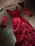 Niulatu Mermaid Spaghetti Straps Burgundy Christmas Dress Velvet Prom Dresses Birthday Outfits SD1171